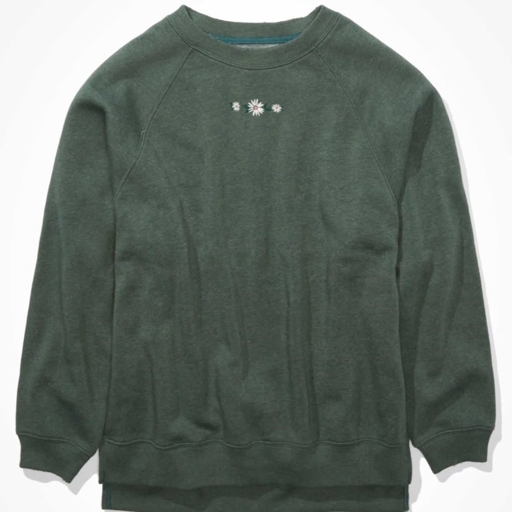 AE Embroidered Oversized Crew Neck Sweatshirt